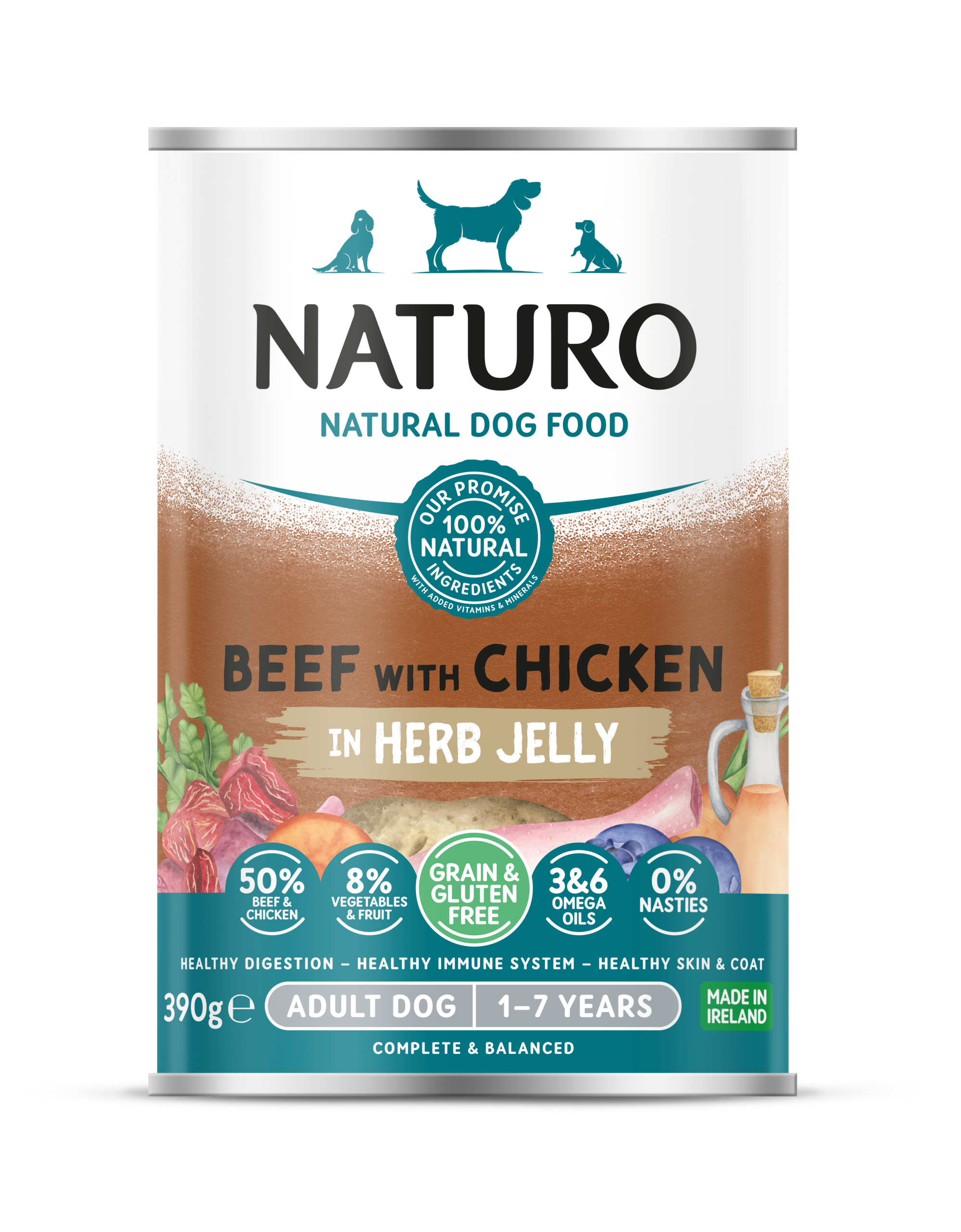 MPF1DNAT1301 Naturo konzerva Grain&Gluten Free 390g govedina/pile 1/12