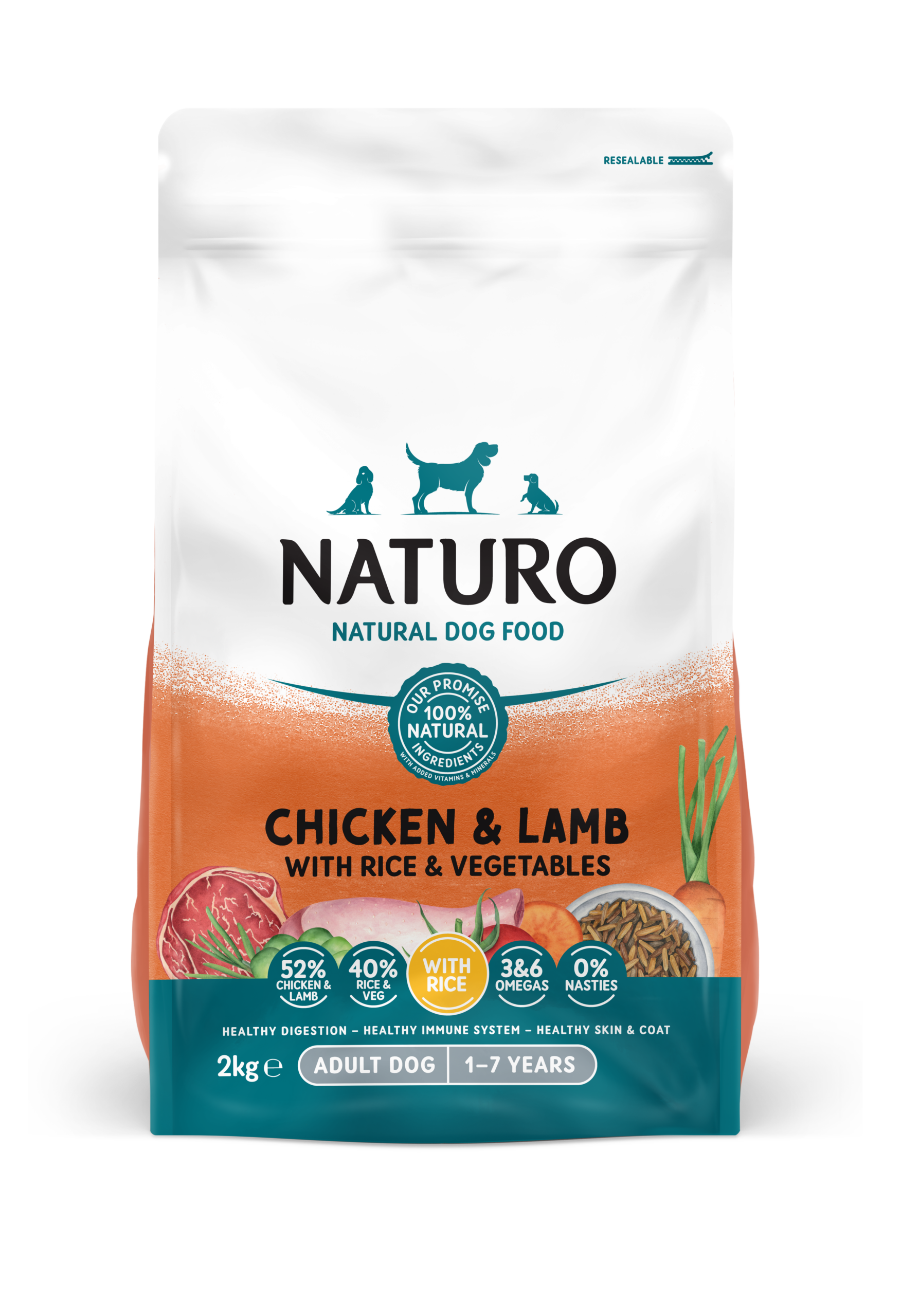 MPF2DNAT0701 Naturo Dog Adult Dry 2kg pile/janje/riža/povrće