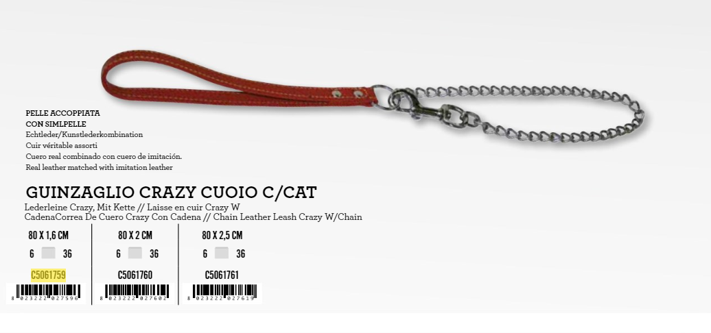 C5061759 Vodilica Koža metal 80x1,6cm Crazy mix boje