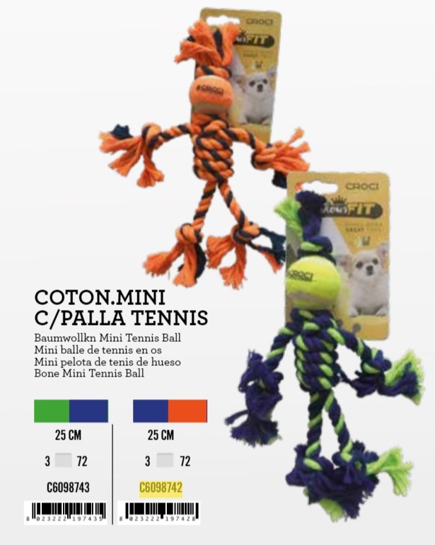 C6098742 Igračka za Pse uže 25cm Mini pla-nara.+tenis loptica