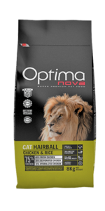 Optimanova cat adult Hairball Pile/Riža 2kg LG