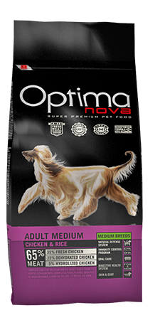 ONL51MA12 Optimanova dog adult medium pile/riža 12kg LG