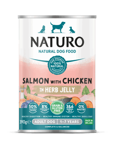 MPF1DNAT0601 Naturo konzerva Grain&Gluten Free 390g losos/pile 1/12