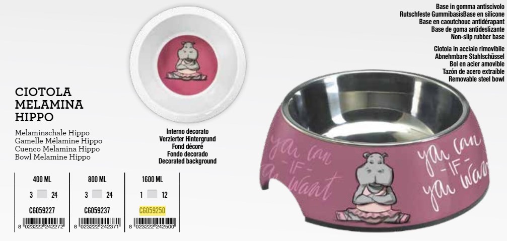 C6059250 Posuda melamine Hippo 1600ml