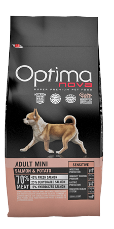 ONL89NS8A Optimanova dog adult mini Losos/krumpir 800g GF