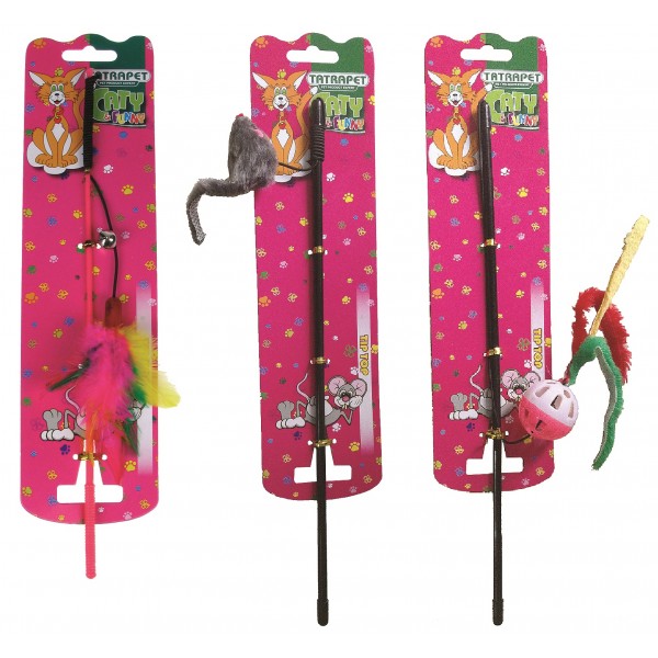 58542 Igračka za Mace Štapić miš/pero/loptica špaga mix 30cm