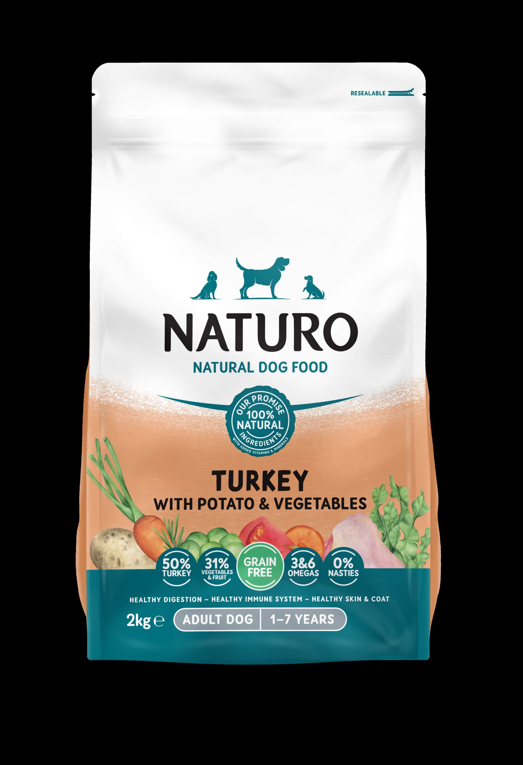 MPF2DNAT0202 Naturo Dog Adult Dry 2kg pura/krumpir/povrće