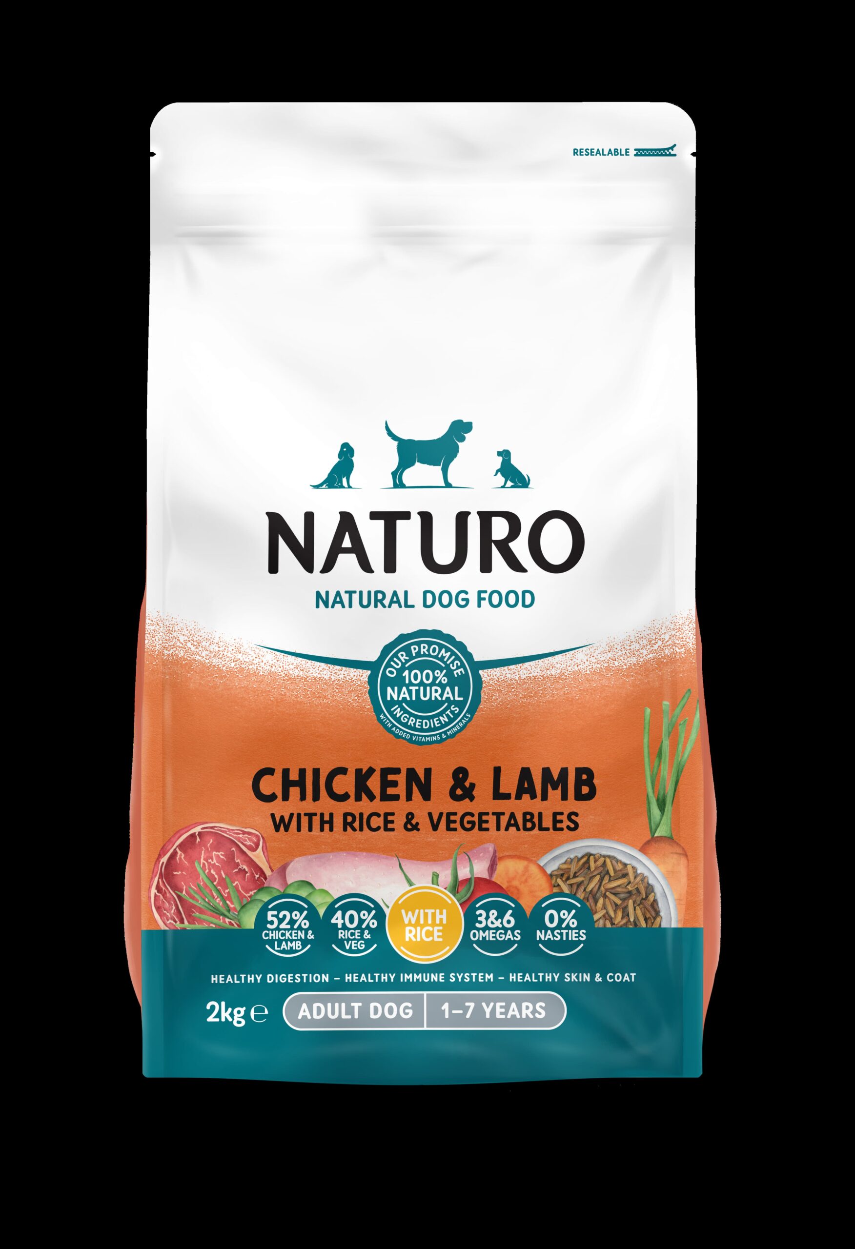 MPF2DNAT0701 Naturo Dog Adult Dry 2kg pile/janje/riža/povrće