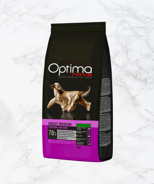ONO31MA12 Optimanova dog adult medium pile/riža 12kg LG NOVO