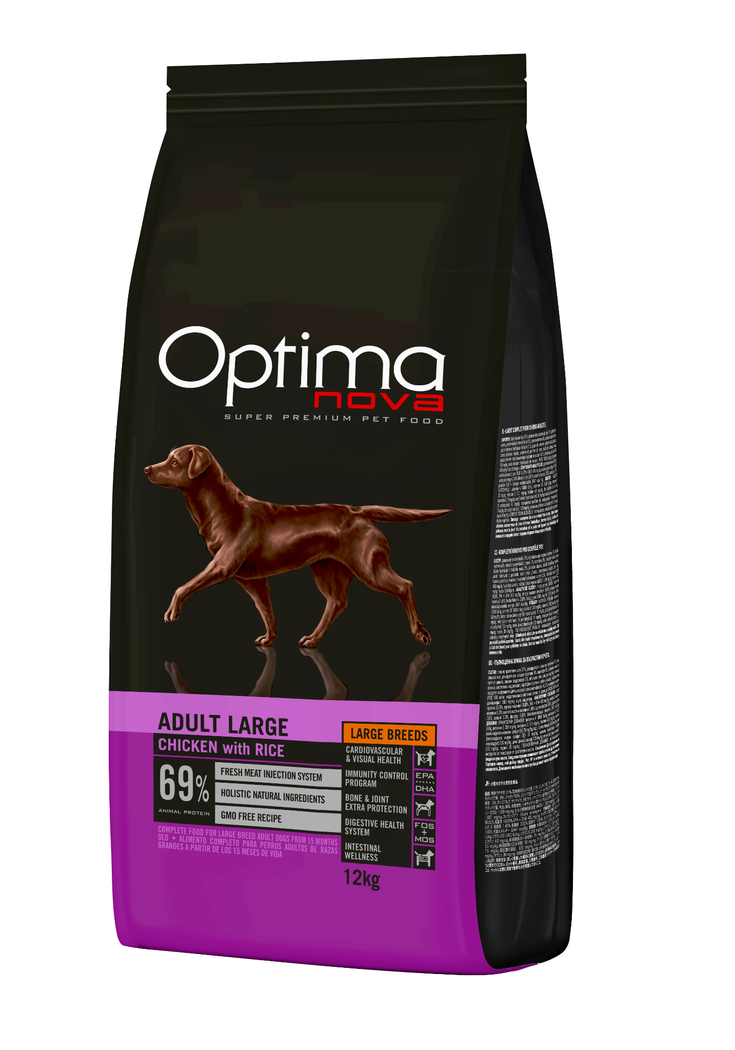 ONO22AL12 Optimanova dog adult large pile/riža 12kg LG NOVO