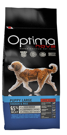 ONO35PL02 Optimanova dog puppy Large pile/riža 2kg LG NOVO