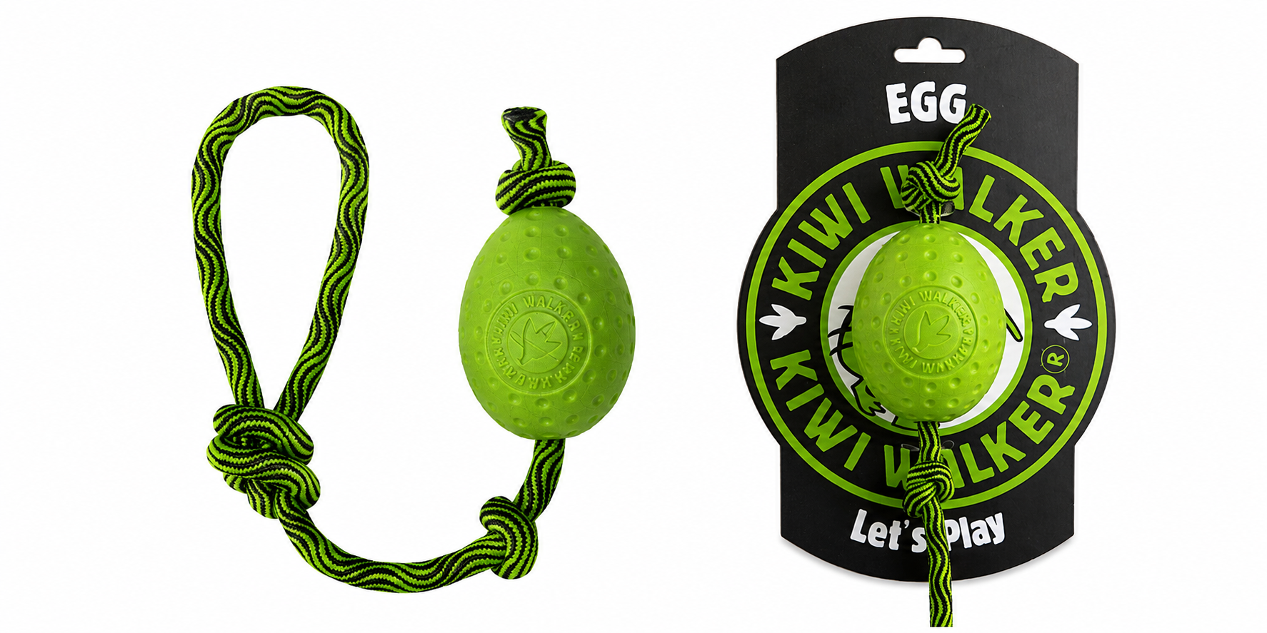 TPR-238 Igračka za pse Kiwi guma jaje/uže 30cm zeleno